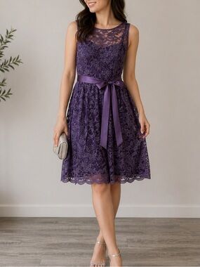 NWT Simply Liliana Purple Lace Dress Sleeveless Size 4